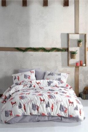 Ranforce Double Duvet Cover Set Lapland Red AYT3051 - Majoli