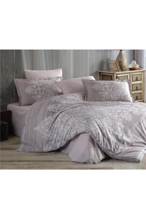 Ranforce Double Duvet Cover Set Rute V1 Beige RUTE Ç. K. N. T. - Clasy