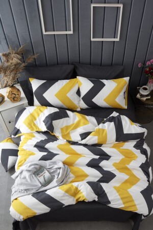 Ranforce Double Duvet Cover Set yellow zigzag - Always
