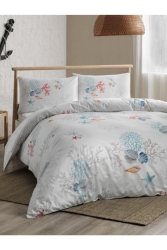 Ranforce Duvet Cover Set Single Coral Turquoise TYC00273328681 - Taç