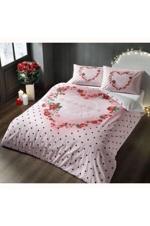 Ranforce Glow Shining Double Duvet Cover Set Lover Pink. P6429S9427 - Taç