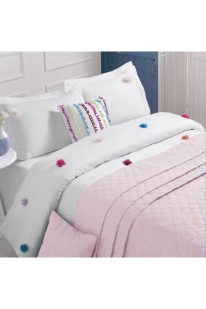 Ranforce Quilted Double Bedspread Set Pink - Luoca Patisca