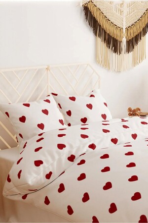 Ranforce Red Heart Double Duvet Cover Set 454454856486 - Always
