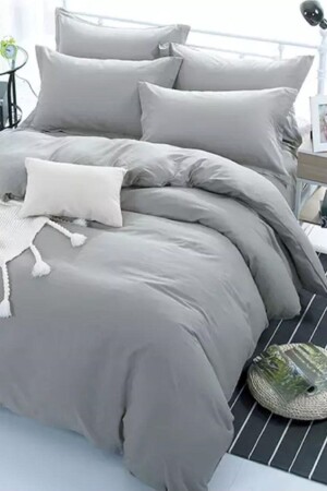 Ranforce Single Duvet Cover Set Plain Gray star1 - Always