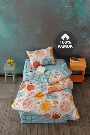 Ranforce Single Duvet Cover Set with Fitted Sheets Modern Mint CC1760p - Casa Carina