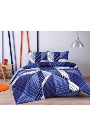 Ranforce Young Fashion Bettwäsche-Set für Doppelbett, Silva, Marineblau, mit elastischem Laken 05 - Taç