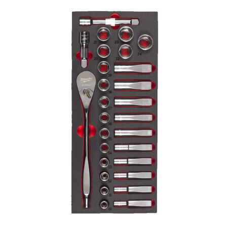 Ratchet and socket set MILWAUKEE 1/2, 28pcs - Milwaukee Accessories