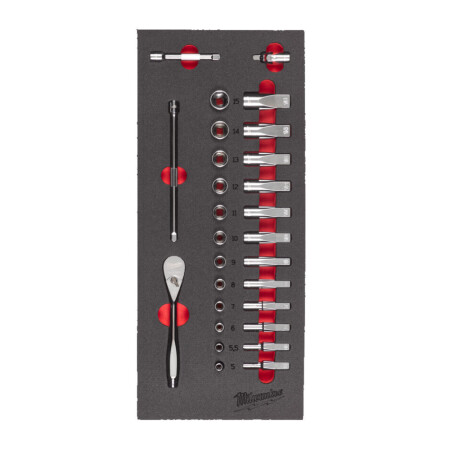 Ratchet and socket set MILWAUKEE 1/4, 28pcs - Milwaukee Accessories