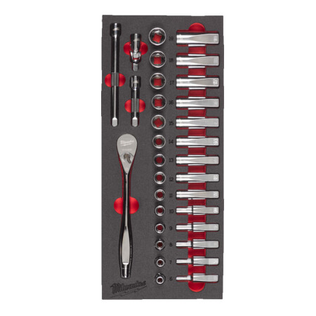 Ratchet and socket set MILWAUKEE 3/8, 32pcs - Milwaukee Accessories