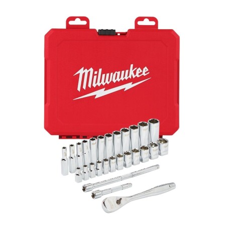Ratchet and socket set MILWAUKEE Packout 1/4