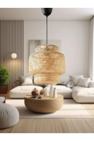 Rattan 30 cm Kronleuchter Bambus-skandinavisch-böhmische-moderne Beleuchtung - İstanbul Avize