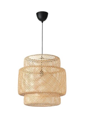 Rattan 40 cm schwarzer Sanitär-Kronleuchter Bambus-skandinavisch-böhmische-moderne Beleuchtung - İstanbul Avize
