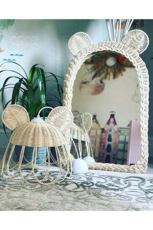 Rattan Aıcık Ayna Avize HE024MA - HEMA BAMBU