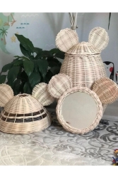 Rattan Ayıcık Ayna,avize,ç.sepeti 3lü Set HE080MA - HEMA BAMBU