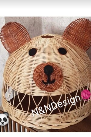 Rattan Bamboo Children's Room Chandelier with Bear Figure and Panda Ears Chandelier Bear01 - Veneris Home