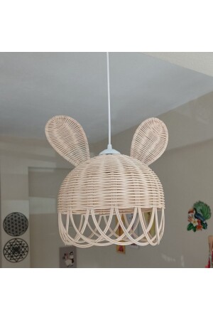 Rattan Bamboo Rabbit Ear Chandelier, Children's Room Chandelier RBTKAV30 - Ezgi