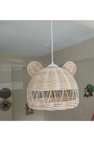 Rattan Bamboo Teddy Bear Ear Chandelier, Children's Room Chandelier RBAKAV30 - Ezgi
