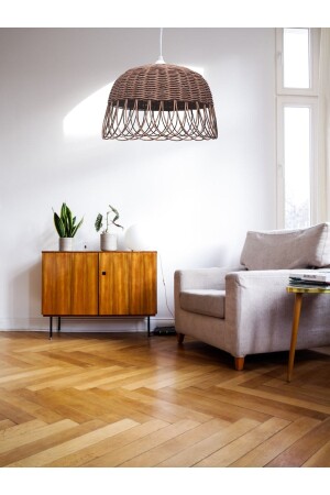 Rattan, Bamboo, Wicker Pendant Lamp Chandelier 30 Cm Light Brown Color turatg45234 - Belkıs Rattan