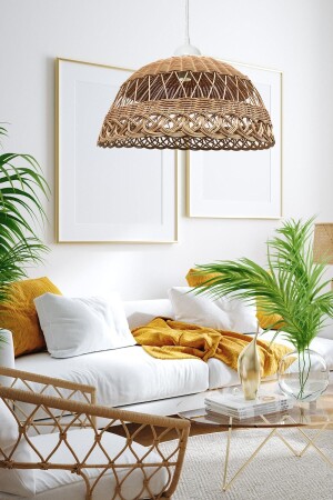 Rattan, Bamboo, Wicker Pendant Lamp Chandelier 50x30 Cm tura2e21ytr12 - Belkıs Rattan
