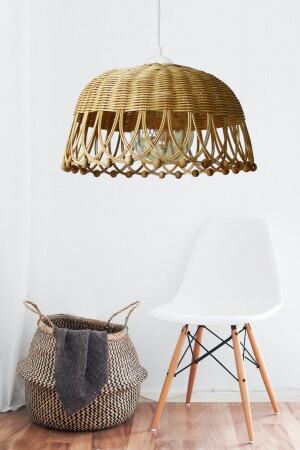 Rattan Bamboo Wicker Pendant Lamp Chandelier Diameter: 35 Cm Height: 20 Cm bel078 - Belkıs Rattan