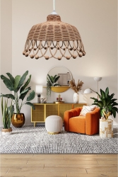 Rattan, Bambu, Hasır Sarkıt Avize Çap: 35 Cm Yükseklik: 20 Cm bel080 - Belkıs Rattan