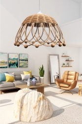 Rattan, Bambu, Hasır Sarkıt Avize Çap: 35 Cm Yükseklik: 20 Cm bel081 - Belkıs Rattan