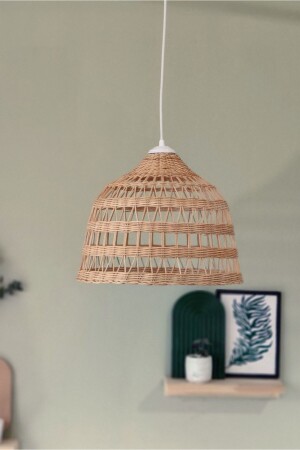 Rattan Chandelier (WHITE CASE)bamboo Wicker Lighting (WITH CASE) chandelier from rattan - KİREMİT DEKORASYON