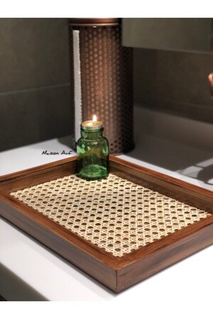 Rattan Hazeran Tray Antiqued Model Rectangular (100% NATURAL HAZERAN) M017 - Maison Avf