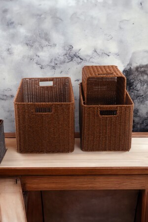 Rattan Rectangular 3-Piece Wicker Bathroom Organizer Potato & Onion Basket - Vadi