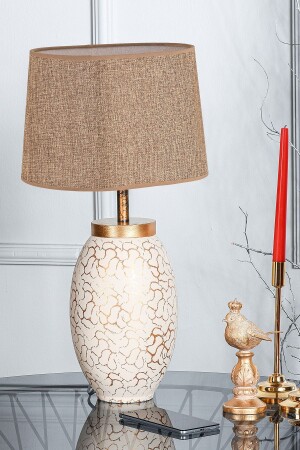 Rayon Handmade Ceramic Lampshade Cream Gold Srmk-53 TM167 - hmydesign