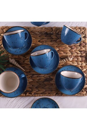 Reactive 93 Blue 12 Piece Tea Cup Set 14393 - Tulü Porselen