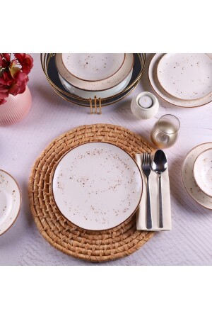 Reactive Cream 24 Cm 6 Pieces Serving Plate EVNLF0276 - Tulü Porselen