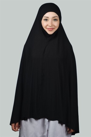 Ready-made Hijab Practical Scarf with Veil Hijab with Nikap - Prayer Cover Soufflé (5XL) - Black T10 - Altobeh