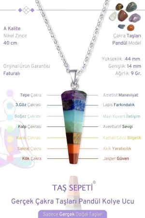 Real Chakra Natural Stones Pendulum Pendulum Model Chain Pendant - Taş Sepeti