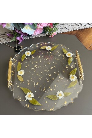 Real Daisy Flower Epoxy Tray 706 - Sultan Tasarım