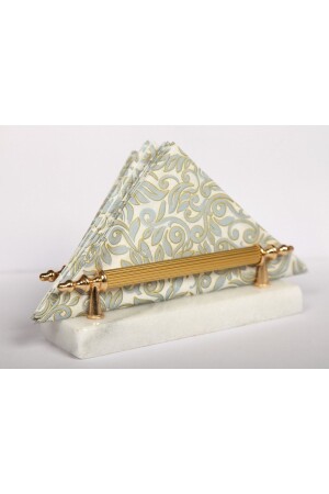 Real Marble Napkin Holder Gold Handle - Başakmarble