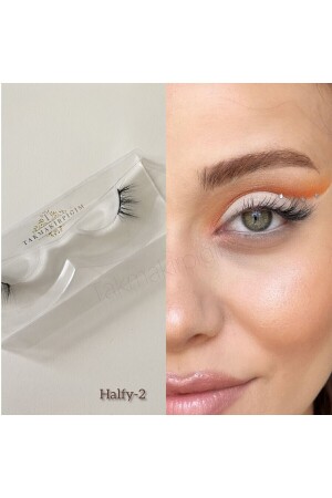 Real Mink Handmade False Eyelashes (HALFY-2) and Powerliner Transparent Pen Adhesive - Takmakirpiğim