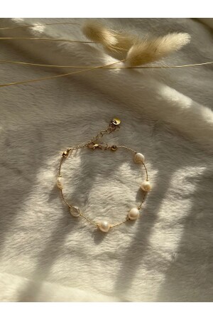 Real Pearl Natural Stone Gold Plated Bracelet - Pelveddesign