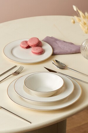 Rebeca Porcelain 24 Piece Dinner Set for 6 People Gold 153. 03. 08. 4366-1 - Karaca