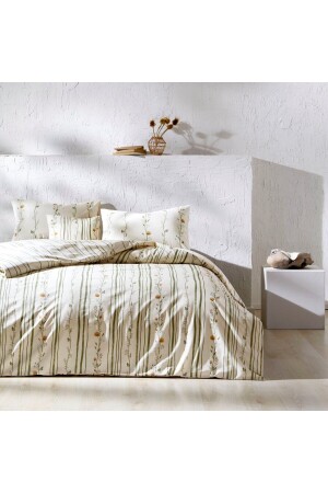 Reborn Levi Ranforce Double Duvet Cover Set - Cream - Taç