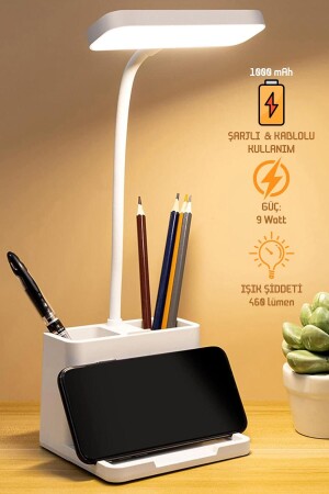 Rechargeable Desk Lamp Touch Warm Color Adjustable with Phone Stand Dimmer Working Reading Light Q108 - Soft Kare