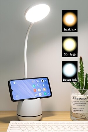 Rechargeable Study Reading Table Lamp with Pen Holder & Stand Adjustable 3 Different Light Tone LED Lamp EC70122 - Ecuy