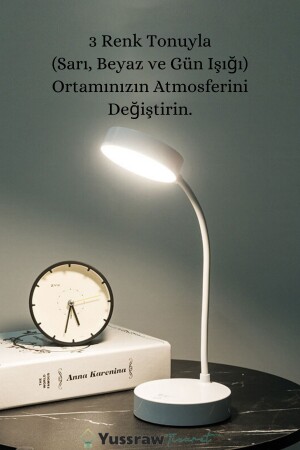 Rechargeable Touch 20 LED Study Reading Light Flexible Table Lamp White - Yussraw