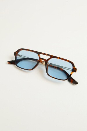 Rechteckige Sonnenbrille mit Leopardenrahmen – klares blaues Glas ABEGLRZ1 - Kapin