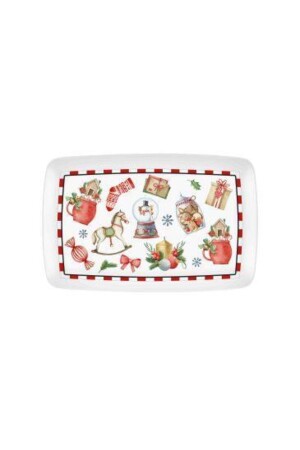 Rechteckiger Servierteller mit Globus-Neujahrsmotiv, 34 x 25 cm, New034 - The Mia