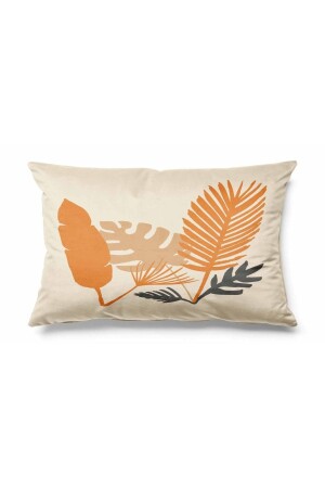 Rectangular Bronze Leaf Patterned Double Sided Printed Suede Cushion Cover - Orange - Pilloveland