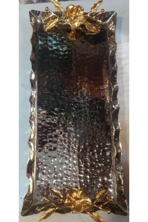 Rectangular Copper Presentation Holder Japanese Rose Detailed Rose Tattoo Nickel - Ustası Antepte