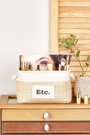 Rectangular Jute Basket with Cream Stripes - Small - Serstil