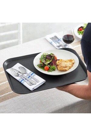 Rectangular Non-Slip Tray 38x51 Cm - Black 114GLB1520 - Globy