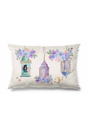 Rectangular Ramadan Candle Patterned Double Sided Printed Suede Throw Pillow Cover Ramadan Kareem 50 x 30 - Pilloveland
